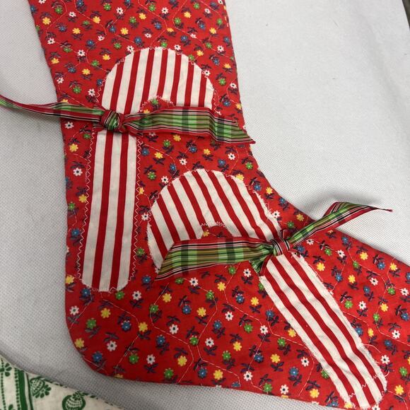 Set Of 4 Vintage Handmade Quilted Christmas Stockings Patch - Picture 8 of 10